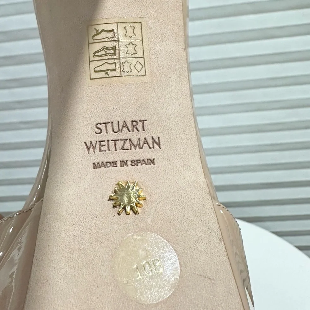 🌹STUART WEITZMAN 🌹 Discoplatform Nudistcurve Patent Leather Sandals Size: 10B